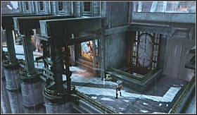 Teraz wystarczy już pokonać ostatni odcinek częściowo zniszczonego tarasu, aby dostać się w pobliże balisty - Olimpijska Cytadela (1) | Opis przejścia God of War III - God of War III - poradnik do gry