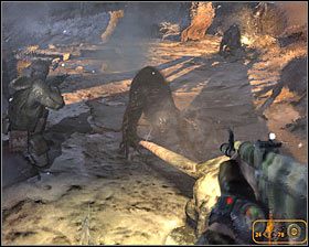 Po odzyskaniu kontroli nad głównym bohaterem początkowo nie strzelaj do widocznych w oddali potworów - Prologue | Opis przejścia Metro 2033 - Prolog - Metro 2033 - poradnik do gry