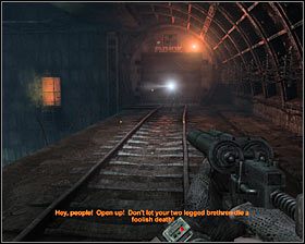 Jeżeli wybrałeś wariant zakładający pozostanie na górze to w dalszym ciągu należy podążać za Bourbonem #1 - Lost Catacombs | Opis przejścia Metro 2033 - Rozdział 2 - Metro 2033 - poradnik do gry