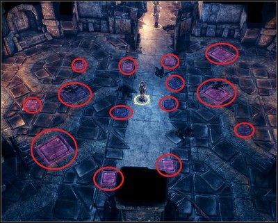 Sala pełna pułapek (oznaczone czerwonym kółkiem) - Zadania główne (3) | Zadania główne w Dragon Age Początek Przebudzenie - Dragon Age: Początek - Przebudzenie - poradnik do gry