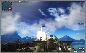 Twoje ruchy są nieco ograniczone, ponieważ na niebie za łodzią czeka na ciebie wrogi śmigłowiec [1] - Słuszna sprawa | Opis przejścia Just Cause 2 - Agencja - Just Cause 2 - poradnik do gry