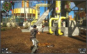 Skieruj się w kierunku dwóch żółtych samochodów [1] , z którymi pojedź do tartaku - Ocal las | Opis przejścia Just Cause 2 - Ularowcy IV - Just Cause 2 - poradnik do gry