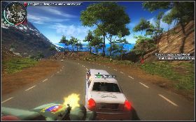 Użyj linki, aby dostać się na jej dach, zastrzel ochroniarza i wyrzuć z wozu kierowcę [1] - Polityczna debata | Opis przejścia Just Cause 2 - Żniwiarze I - Just Cause 2 - poradnik do gry