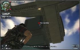 Kiedy będziesz na górze, załatw żołnierzy [1] i spójrz na metalowy kontener pod anteną [2] - Pirackie nagranie | Opis przejścia Just Cause 2 - Żniwiarze I - Just Cause 2 - poradnik do gry