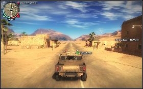 A następnie rozpraw się z kierowcą [1] i zacznij uciekać [2] we wskazanym przez znacznik kierunku - Świadek szczególnej troski | Opis przejścia Just Cause 2 - Żniwiarze II - Just Cause 2 - poradnik do gry