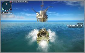 Samolotem będzie ci jednak bardzo trudno trafić w zbiorniki, dlatego radzę poszukać jakieś łodzi patrolowej i przejąć ją [1] - Czarne złoto | Opis przejścia Just Cause 2 - Żniwiarze II - Just Cause 2 - poradnik do gry