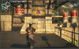Zanim wejdziesz do twierdzy zlikwiduj dwóch strażników z rakietnicami [1] , którzy stoją na wieżyczkach przed bramą - Zajęcie twierdzy (Zakład chemiczny) | Opis przejścia - Żniwiarze III - Just Cause 2 - poradnik do gry