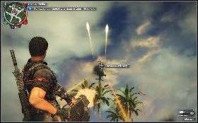 Zdejmij go ze stojaka i ostrzelaj wjeżdżające na plac samochody [1] - Zajęcie twierdzy (Zakład chemiczny) | Opis przejścia - Żniwiarze III - Just Cause 2 - poradnik do gry