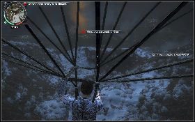 Po zabiciu naukowca podnieś próbkę [1] i zacznij kierować się w stronę miasteczka [2] - Skok na chemikalia | Opis przejścia Just Cause 2 - Żniwiarze IV - Just Cause 2 - poradnik do gry