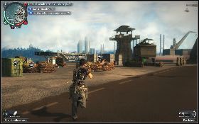 W środku wyeliminuj kilku wrogów, którzy stoją na podwyższeniu [1] , po czym wybiegnij na zewnątrz - Zajęcie twierdzy (Wolny handel) | Opis przejścia Just Cause 2 - Karaluchy I - Just Cause 2 - poradnik do gry