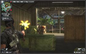 Następnie włam się do laptopa [1] stojącego na skrzyni - Kradzież z włamaniem | Opis przejścia Just Cause 2 - Karaluchy II - Just Cause 2 - poradnik do gry