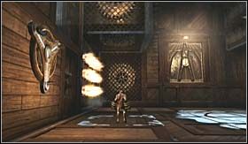 Obracając w ten sposób sześcian, wylądujesz w miejscu, gdzie po prawej stronie znajdować się będą dwie skrzynie: pierwsza z doświadczeniem, a druga ze wzmocnieniem - aMAZEd - sekretne trofeum (1) | Trofea w God of War III - God of War III - poradnik do gry