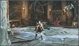 Po zdobyciu łuku Apolla, skieruj się do wcześniej zablokowanego przejścia i przejść przez nie (zapisując nieco dalej stan gry) - Rogi Minotaurów | Trofea w God of War III - God of War III - poradnik do gry