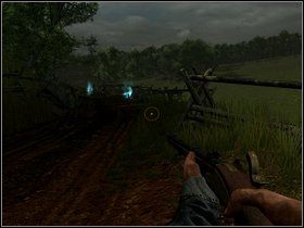 Pobiegnij drogą wzdłuż płotu - nie przeskakuj na drugą stronę, gdyż są tam spore siły Konfederacji - Rozdział 13,14 - Farmy niedaleko Shapshburga, 17 Września 1862, KronoteK - Opis przejścia - Darkest of Days - poradnik do gry