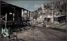 Skorzystaj z wyrzutni TOW stojącej w wiosce dokładnie na wprost nadjeżdżającego Bradleya by posłać w niego kilka pocisków - Valparaiso (2) | Mapy | Battlefield Bad Company 2 - Battlefield: Bad Company 2 - poradnik do gry