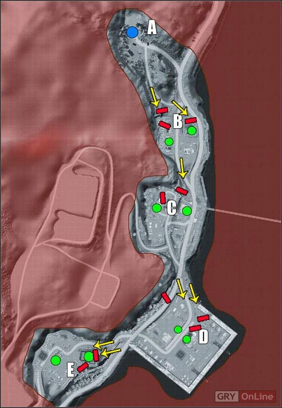A - Rozstawienie atakujących - Port Valdez | Mapy | Battlefield Bad Company 2 - Battlefield: Bad Company 2 - poradnik do gry