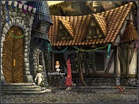 Maszeruj na rynek (w prawo), gdzie zbadaj piwniczny lufcik, tuż przy ziemi, na lewo od wejścia do ratusza - Magiczne Królestwo (1) | Opis przejścia Simon the Sorcerer 5 - Simon the Sorcerer 5: Kto nawiąże kontakt? - poradnik do gry