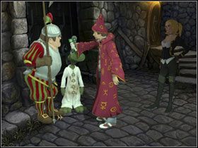 Wędruj teraz w lewo, tam gdzie przy zamkniętej bramie trzyma straż Franz - Magiczne Królestwo (2) | Opis przejścia Simon the Sorcerer 5 - Simon the Sorcerer 5: Kto nawiąże kontakt? - poradnik do gry