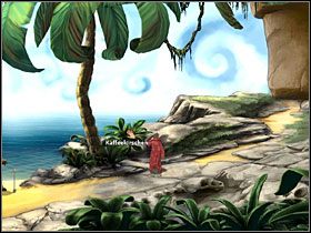 Ty natomiast maszeruj na plażę, gdzie pod parasolem wyleguje się Czerwony Kapturek - Wyspa (2) | Opis przejścia Simon the Sorcerer 5 - Simon the Sorcerer 5: Kto nawiąże kontakt? - poradnik do gry