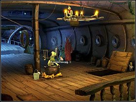 Przejdź pod ścianę po prawej i weź leżący tam mop oraz porzucony kawałek dalej kombinezon płetwonurka - Kosmos (1) | Opis przejścia Simon the Sorcerer 5 - Simon the Sorcerer 5: Kto nawiąże kontakt? - poradnik do gry