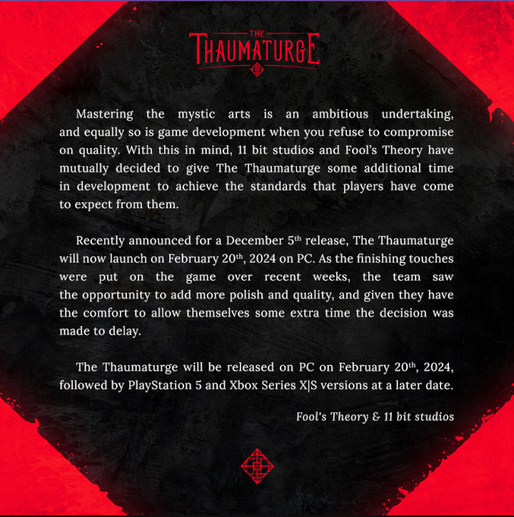 Plaga opóźnień gier RPG trwa, polski The Thaumaturge kolejną ofiarą - ilustracja #1