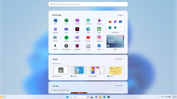 Najbardziej efektowna, ale najmniej ergonomiczna propozycja. Źródło: Blog Microsoftu - Tak mogło wyglądać Menu Start w Windows 11. Microsoft pokazał odrzucone koncepty - wiadomość - 2025-05-14