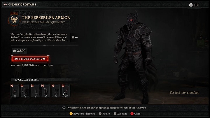 Źródło: Blizzard Entertainment - Zdobycie wszystkich zestawów Berserk w Diablo 4 kosztuje 16 500 platyny. Gracze punktują sztuczkę Blizzarda - wiadomość - 2025-05-12