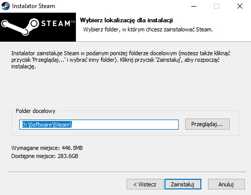 Klient Steam zajmuje mniej niż 500 MB. Źródło: własne / Steam.