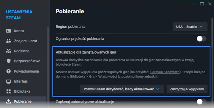 Źródło: Steam - Steam testuje nową funkcję, która ma dawać większą kontrolę nad aktualizowaniem gier - wiadomość - 2024-12-12