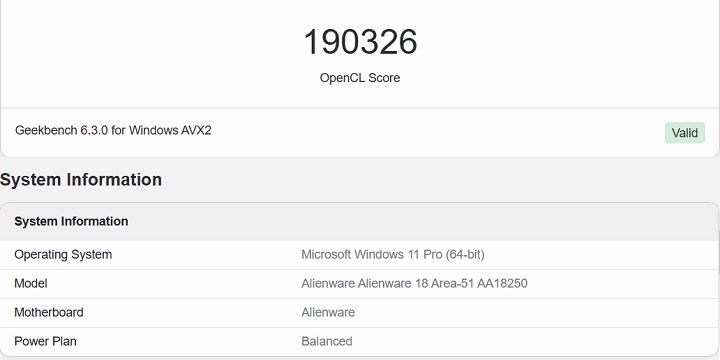 Wyniki uzyskane przez RTX-a 5080 w benchmarku OpenCL. Źródło: OpenCL | Wccftech. - RTX 5080 w laptopie nie przebije RTX 4070 Super z pecetów, ale i tak jest nieźle - wiadomość - 2025-01-09