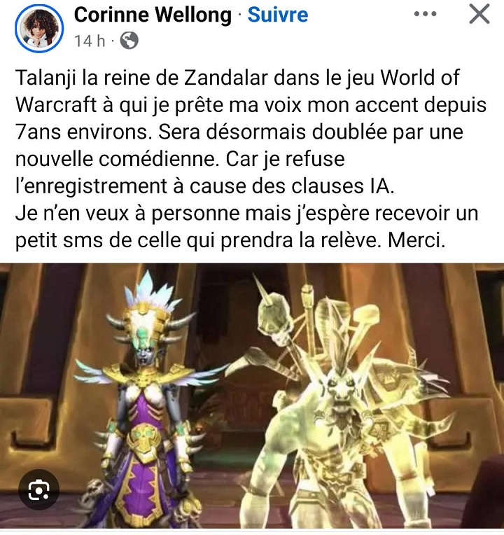 Źródło: AtomikGarlic / Reddit - Blizzard najwyraźniej kombinuje nad użyciem AI w dubbingu WoW-a. Aktorka porzuciła rolę, bo nie godziła się na nowe reguły - wiadomość - 2025-09-11