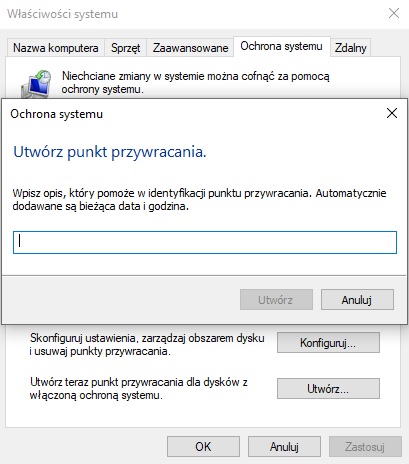 Tworzenie punktu przywracania systemu w Windowsie 10 i 11 to nieskomplikowany proces. Źródło: własne / Windows 10.