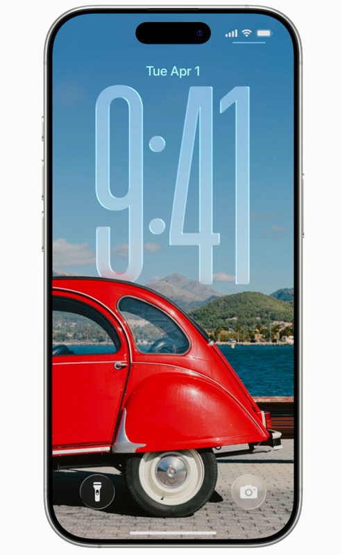 Ekran blokady w iOS 26. Źródło: Apple.