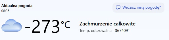 Ewidentnie Windows chce mnie zmusić do pozostania w domu: Źródło: Windows 11/Pogoda