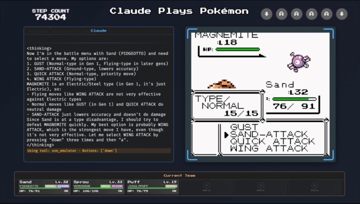 Postęp gry możemy śledzić na Twitchu. Źródło: Claude Plays Pokemon