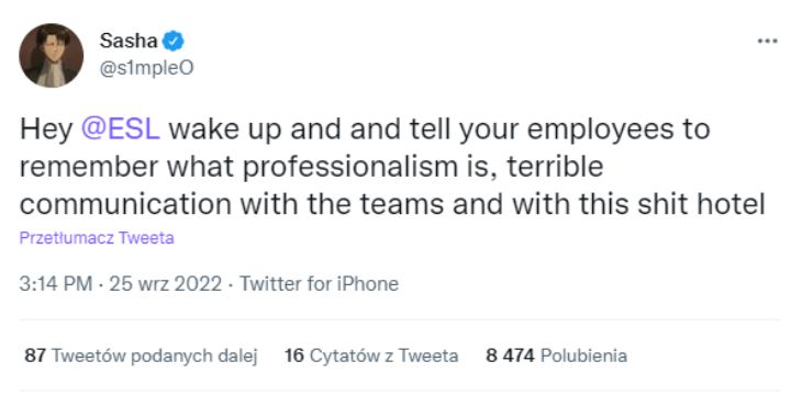 Syf i pleśń w pokoju; mistrz CSGO narzeka na hotel, a obsługa na niego - ilustracja #1