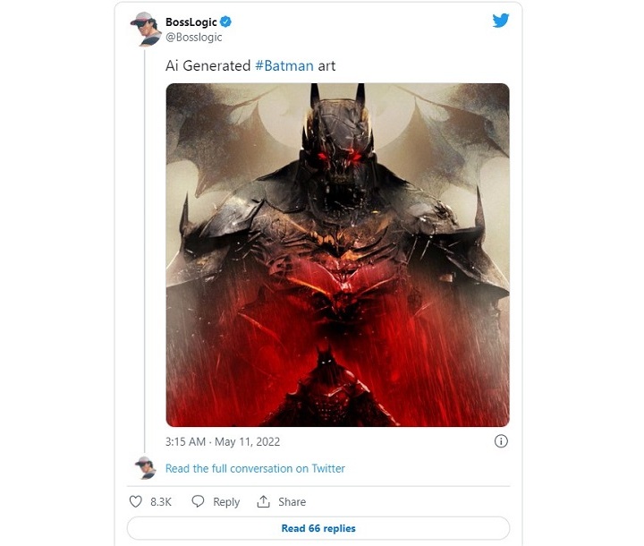 Bosslogic z pomocą AI przerobił Batmana na postać z koszmarów - ilustracja #1