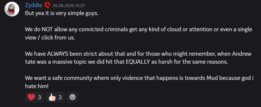 Discord - „Nie pozwalamy żadnym skazanym przestępcom na uzyskanie jakiejkolwiek uwagi”. Treści Youtubera Kiszaka zostały zbanowane na oficjalnym discordzie Gothica - wiadomość - 2025-08-27