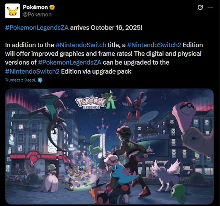 Źródło: X; Pokemon. - Data premiery nowych Pokemonów potwierdzona. Twórcy szykują kolejną prezentację - wiadomość - 2025-05-28