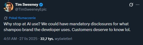 Źródło: X: @TimSweeneyEpic