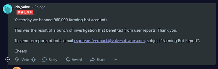 Post Ido Magala. Źródło: r/cs2 - Takiej sytuacji w CS2 jeszcze nie było. Valve uderza w „rolników” z niespotykaną siłą - wiadomość - 2026-03-27