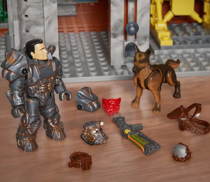 Czy słodki piesek z bandaną i kozacki pancerz wspomagany wystarczą, aby Cię przekonać? Źródło: Mattel. - Wojna nigdy się nie zmienia. Podobnie jak radocha z układania klocków sygnowanych logo Fallouta! - wiadomość - 2024-12-27