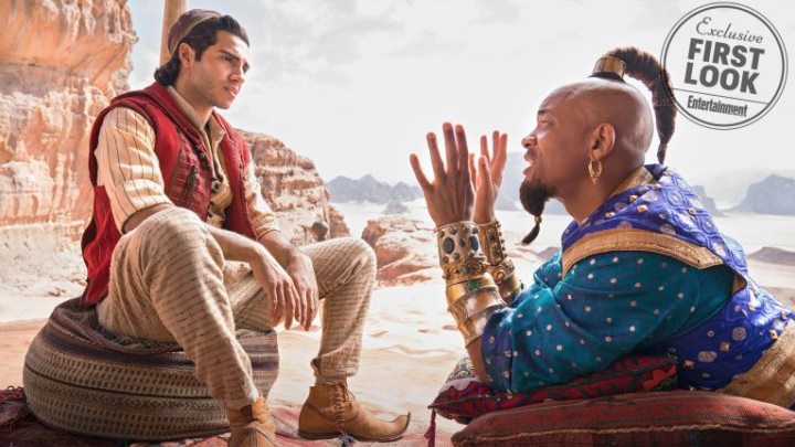 Na zdjęciu widzimy ludzką formę Dżina. Will Smith zapewnia, że przez większość filmu grana przez niego postać będzie cała w kolorze niebieskim. - Pierwsze zdjęcia z aktorskiej wersji Aladyna - wiadomość - 2018-12-20
