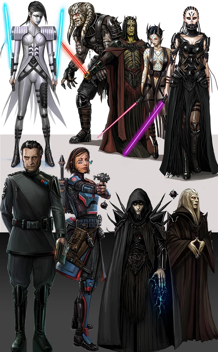 Szkice koncepcyjne postaci z Battle of the Sith Lords. Źródło: starwars.fandom.com. - Gwiezdne wojny w stylu Batman: Arkham. W Battle of the Sith Lords sialibyśmy strach w sercach wrogów - wiadomość - 2025-04-27