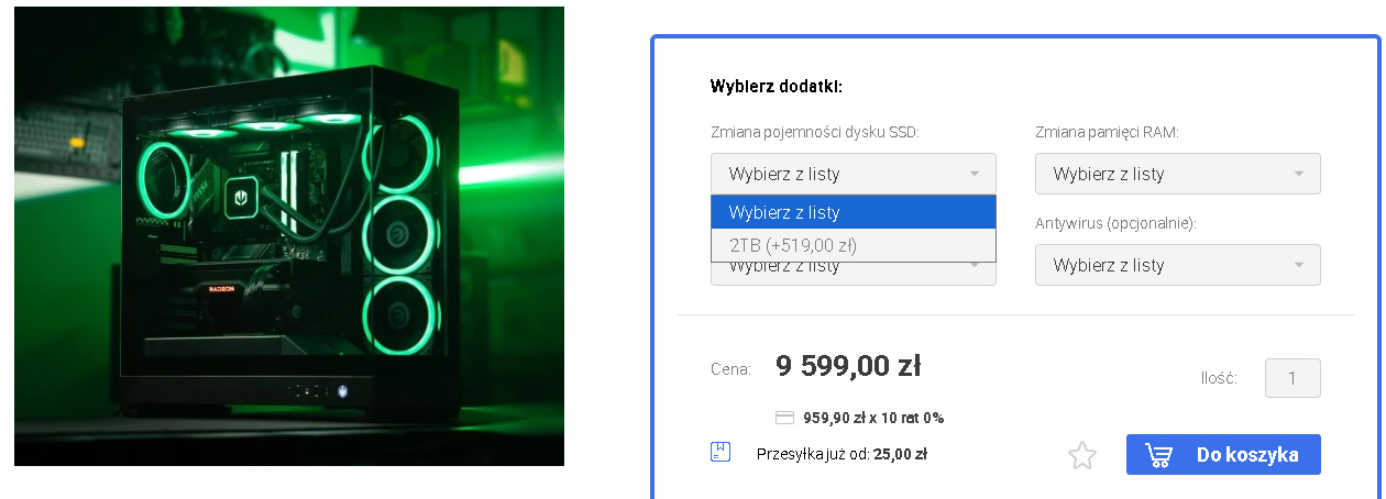 Przydatne opcje dopasowujące komputer do preferencji zamawiającego - Gotowy komputer do gier Hard-PC z Ryzen 7800X3D i Radeon RX 9070XT - król wydajności do 1440p i 4K? - wiadomość - 2026-09-07