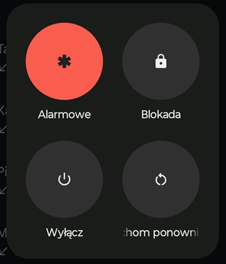 Menu opcji zasilania w systemie Android. Źródło: własne.