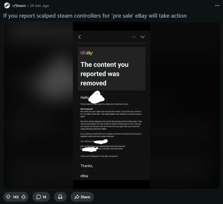 Źródło: Reddit - Scalperzy już rzucili się za Steam Controller i chcą za niego przynajmniej ponad 700 zł - wiadomość - 2026-05-05