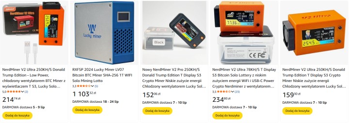Ceny takich gadżetów przekraczają nawet 1000 zł | Źródło: Amazon.pl - Amazon sprzedaje pamięć USB za 24 euro, której można używać do wydobywania Bitcoinów - ale masz większe szanse na wygraną nawet na loterii - wiadomość - 2025-07-01