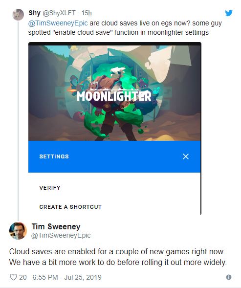 Tim Sweeney potwierdził, że kilka gier otrzymało możliwość zapisu w chmurze.