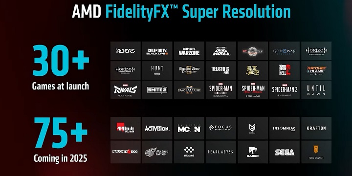 Tytuły z obsługą FSR 4 oraz studia planujące dodanie technologi do swoich gier. Źródło: AMD. - Prezentacja RX 9070 od AMD. Nvidia może mieć powody do obaw - wiadomość - 2025-03-05